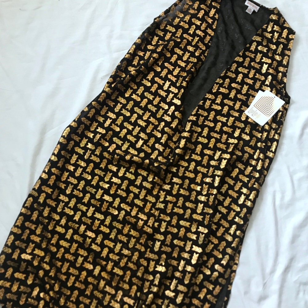 XS Lularoe Elegant Black Gold Chiffon Joy